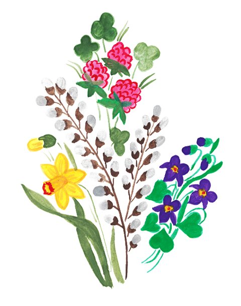 daffodil-daffodils-clover-branch-6047391