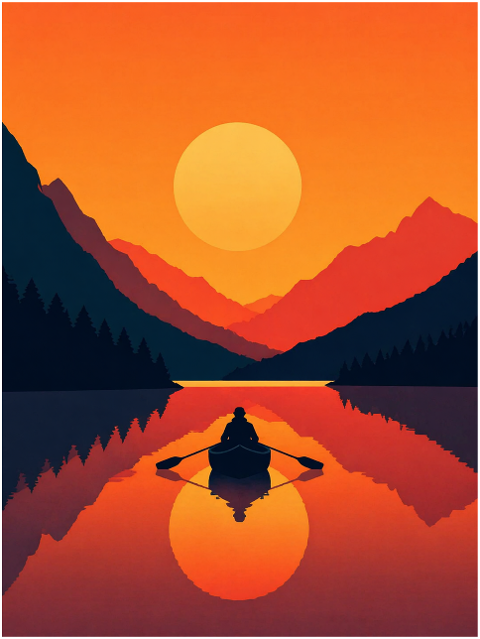 canoe-sunset-lake-reflection-10233888