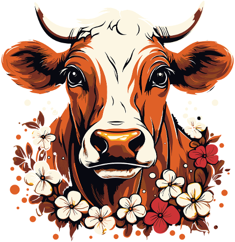 ai-generated-cow-flowers-farm-8292334