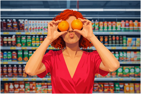 woman-red-hair-groceries-10164274