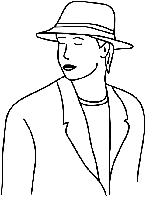 man-hat-suit-model-line-art-male-8326535