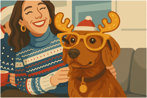 christmas-illustration-woman-and-dog-9962379