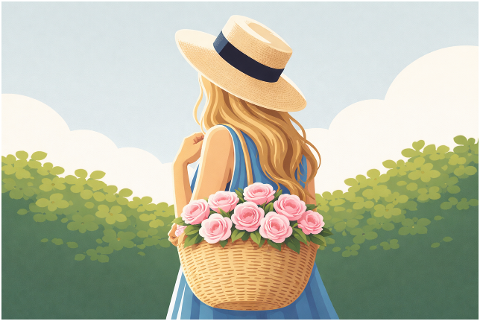 spring-woman-roses-flowers-basket-10208127