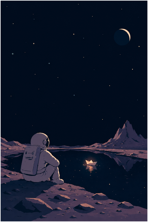 astronaut-paper-boat-moon-surreal-10282039