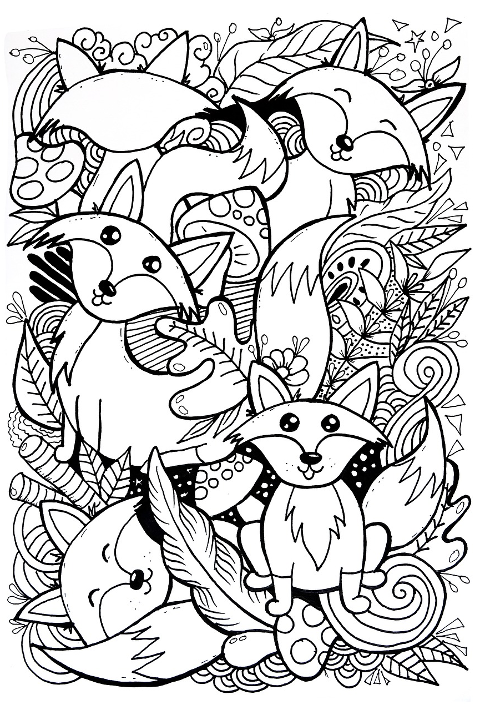 fox-leaves-doodle-animal-wildlife-6144111
