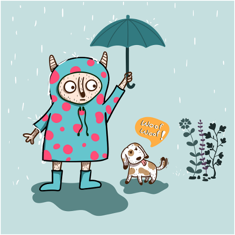 rain-umbrella-dog-man-character-5709413