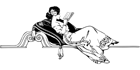 vintage-woman-reading-line-art-4290544