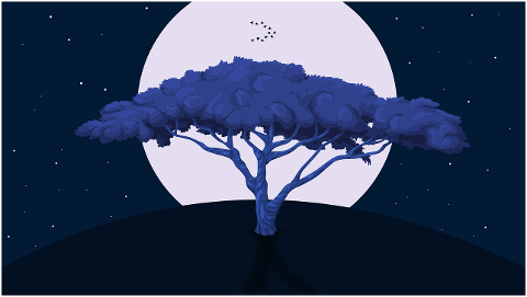 night-tree-moon-stars-space-sky-4393069