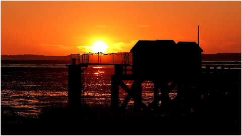 sunset-ocean-wharf-sea-water-sky-4275645