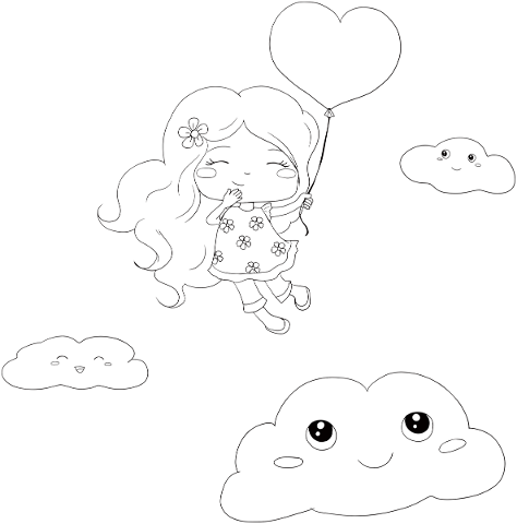 girl-clouds-cute-kawaii-line-art-4771763