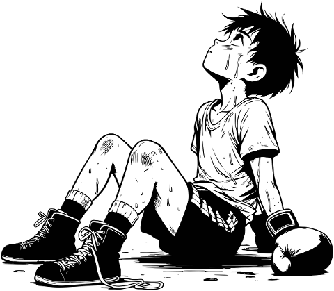 boxer-crying-loneliness-line-art-9380973