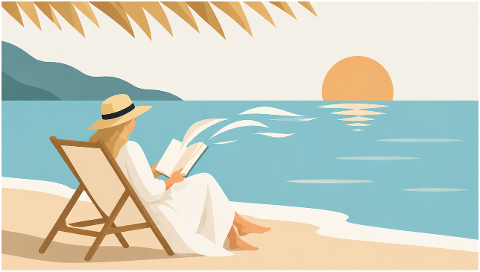 woman-reading-beach-sunset-sea-10249389