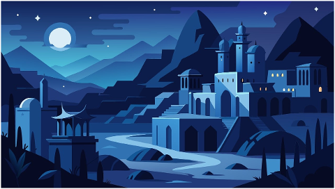ai-generated-town-night-village-9049835