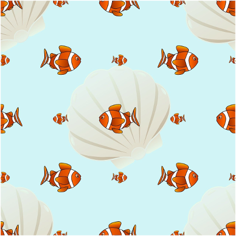 fish-clown-fish-shell-clam-pattern-8898055