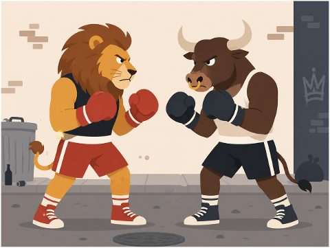 lion-bull-boxing-street-fight-10292829