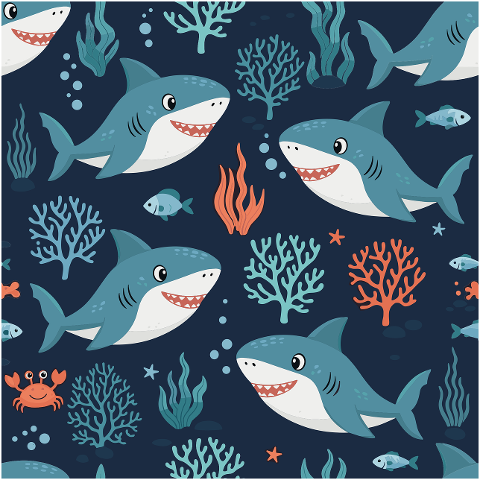 shark-pattern-cute-shark-illustration-10126400